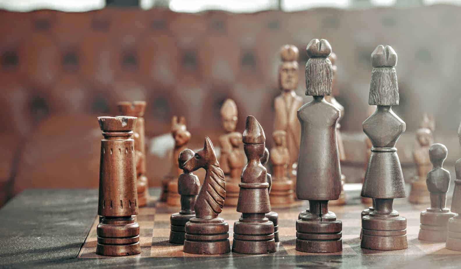 Chess pieces on board