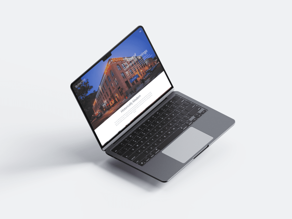 Laptop computer with a hotel website displayed