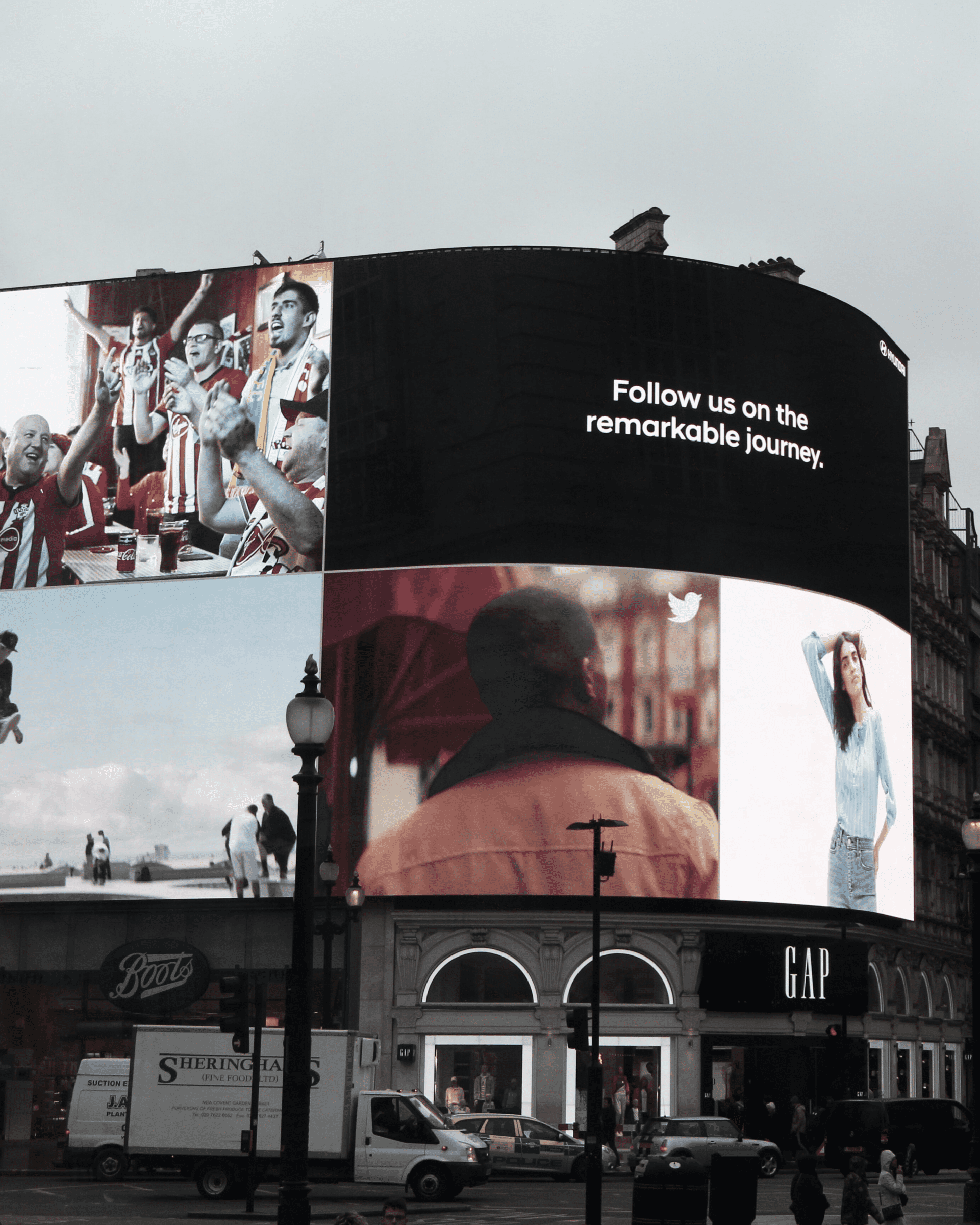 The Piccadilly Lights in London with ads