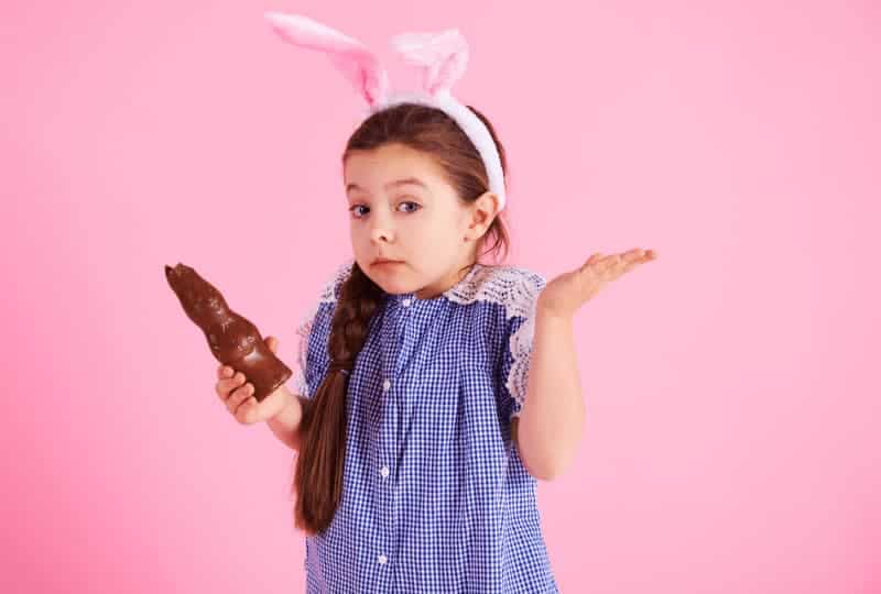 little girl with bunny ears on