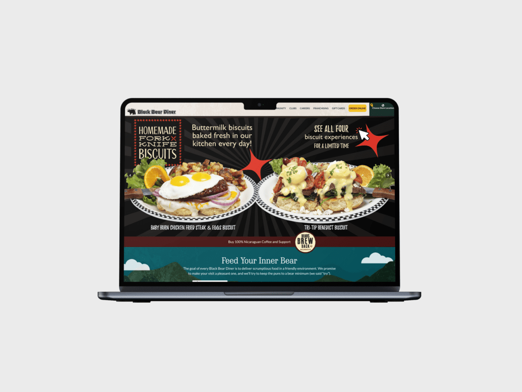 Laptop showing a restaurant website