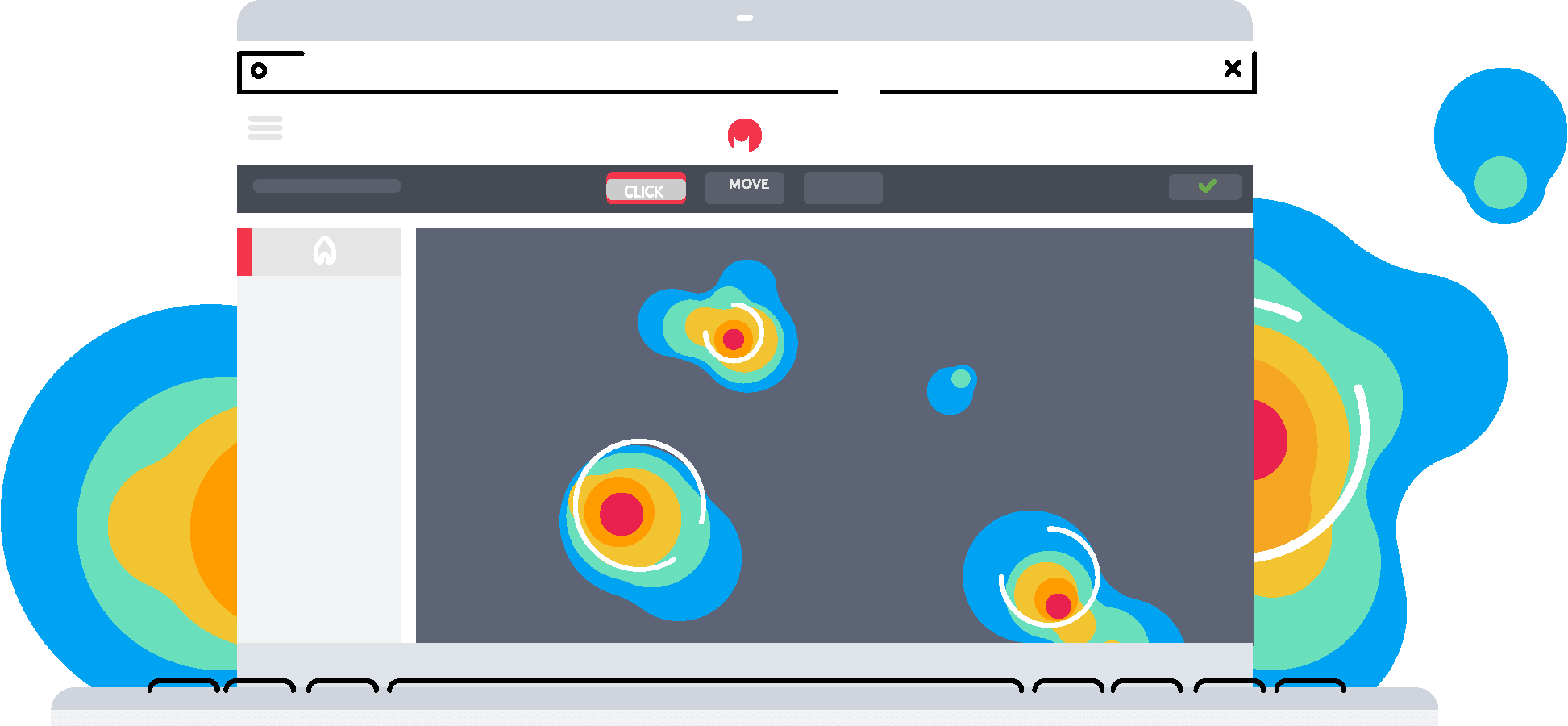 Animated laptop computer screen that heatmap