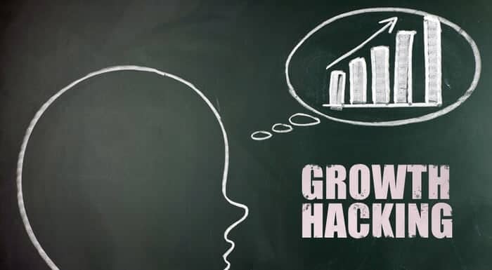 Growth chart thought with growth hacking title