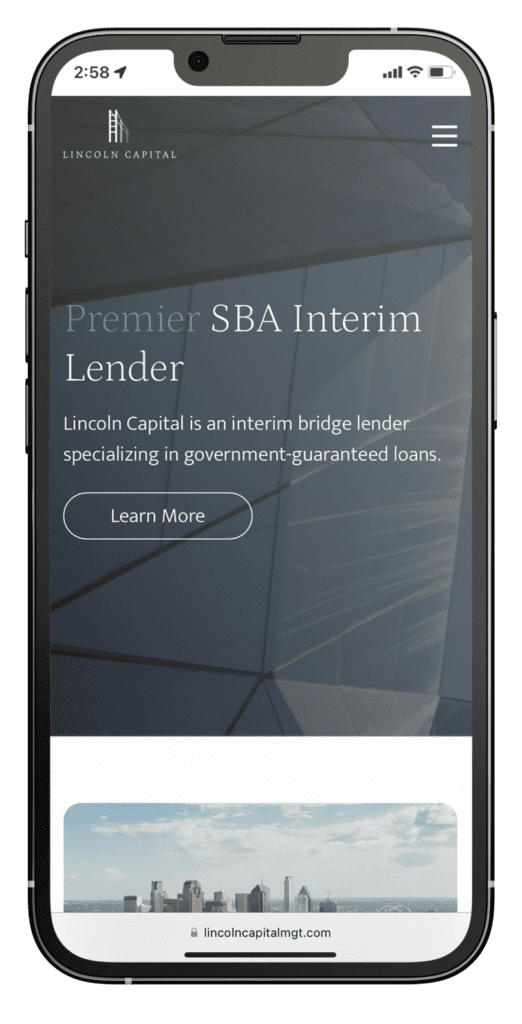 iPhone screen featuring Lincoln Capital's website