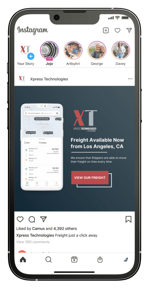 Phone screen featuring Xpress Tech's Instagram account