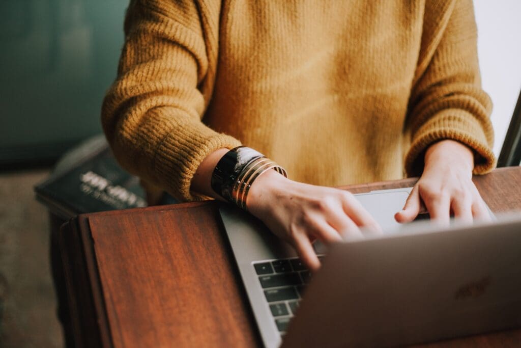 person working at laptop