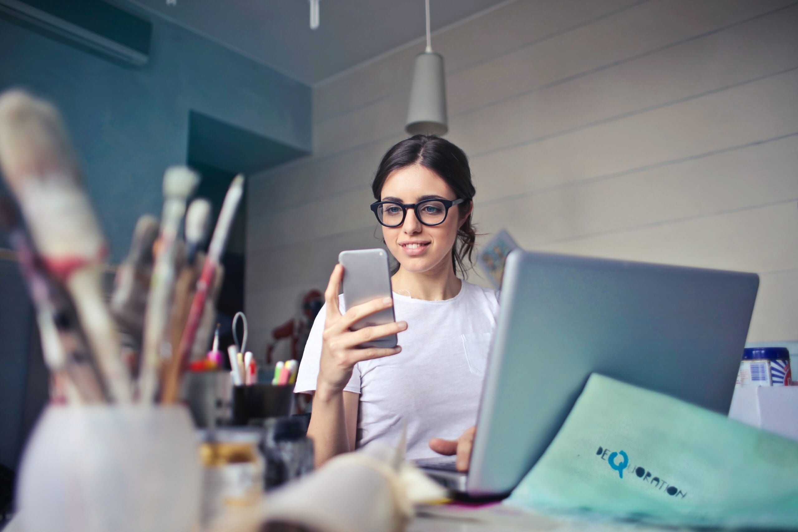 Woman looking at a phone