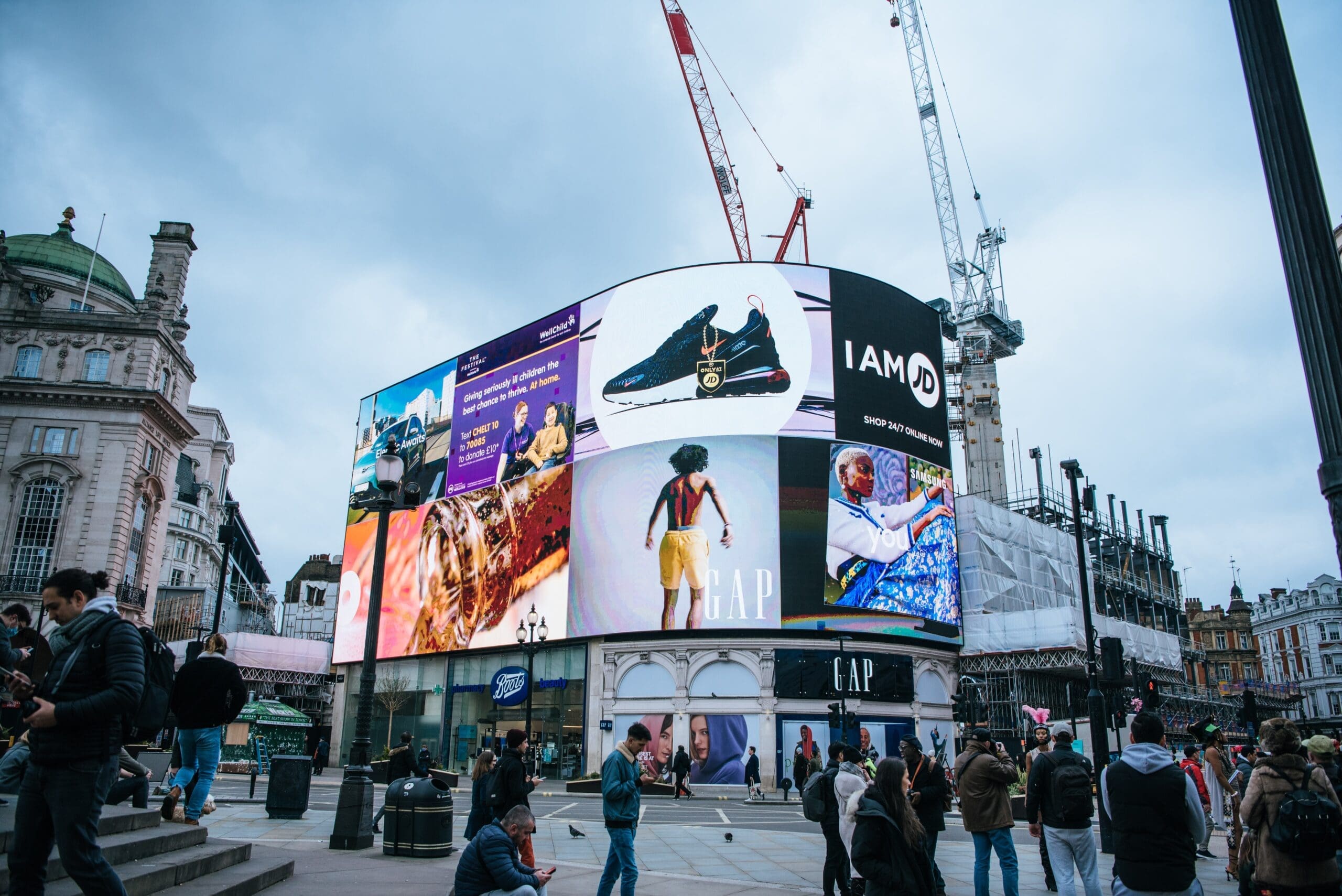 Photo of advertisements on the side of a building